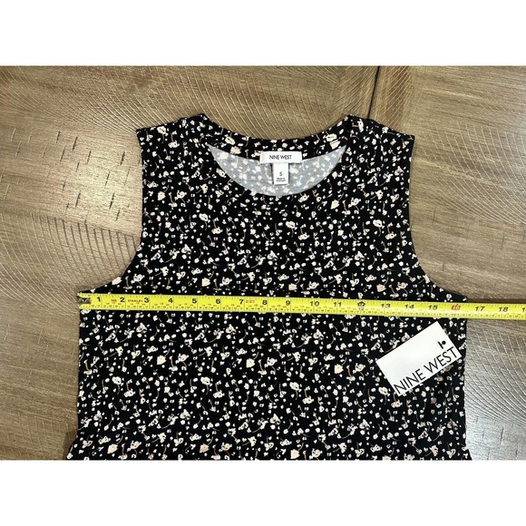NWT Nine West Women's Sleeveless Babydoll Top Black With Floral Print Size S NEW - Picture 7 of 12
